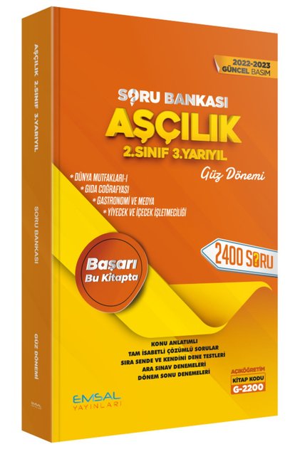 Aöf Açıköğretim Aşçılık Güz Dönemi 2023 Soru Bankası 2. Sınıf 3. Yarıyıl