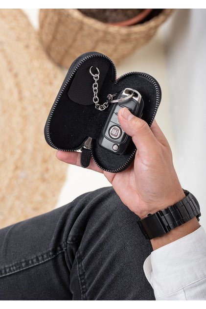 Black Zippered Home Car Keychain