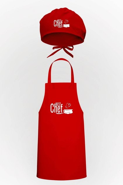Best Chef Written Design Mushroom Bonnet & Kitchen Apron Advantage Package