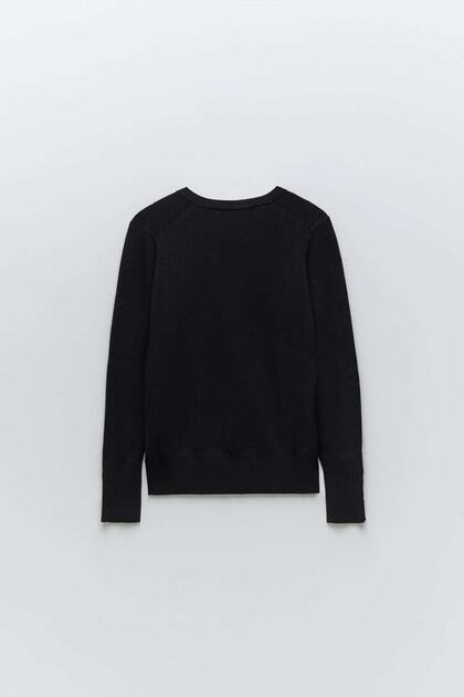 Basic Bisiklet Yaka Triko Kazak-siyah