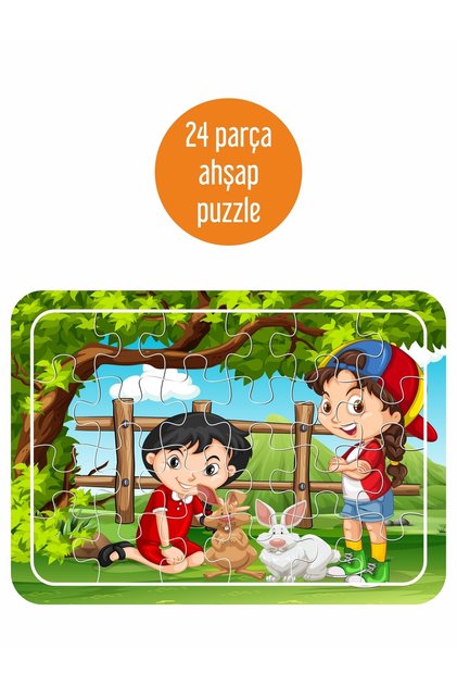 Sevimli Tavşanlar Ve Biz 24 Parça Ahşap Puzzle
