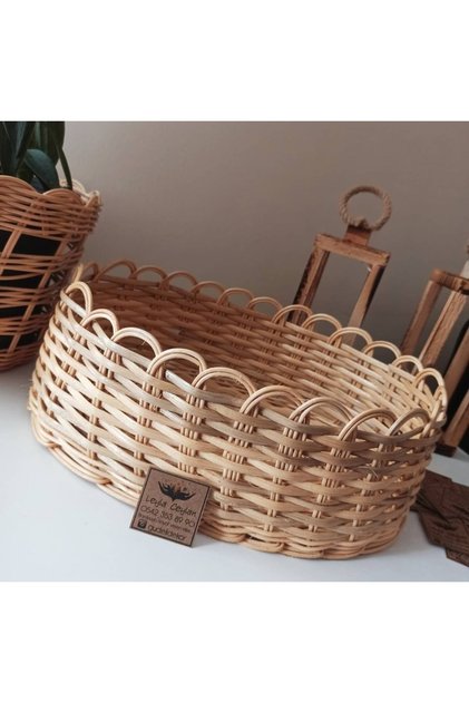 Hasır Bambu Rattan Oval Yassı Bambu Sepet
