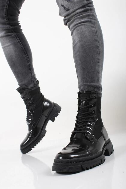 Polarized Men's Shiny Black Military Boots