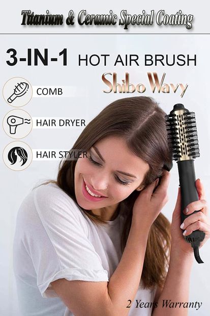 Shibowavy Saç Şekillendirici Ve Saç Düzleştirici Fön Tarağı Titanyum Seramik Kaplama (2023 VERSİYON) - 6