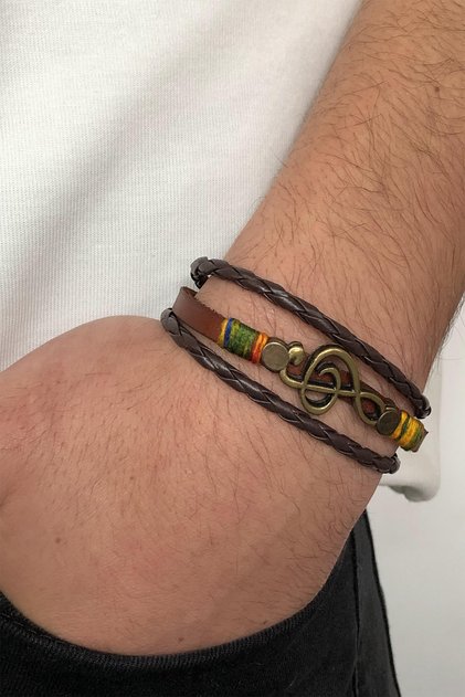 Men's Special Design Real Leather Left Key Themed Bracelet
