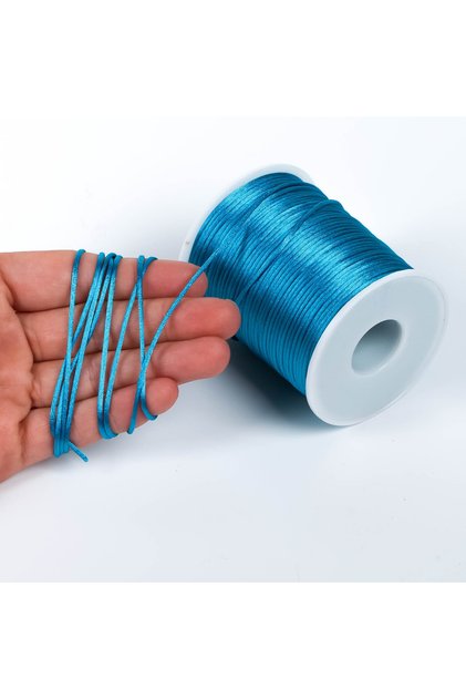 10 Metre - 1 Mm Floş Ip, Bileklik Ipi, Sıçan Kuyruğu Ip, Gök Mavisi Renkli, Takı Ipi