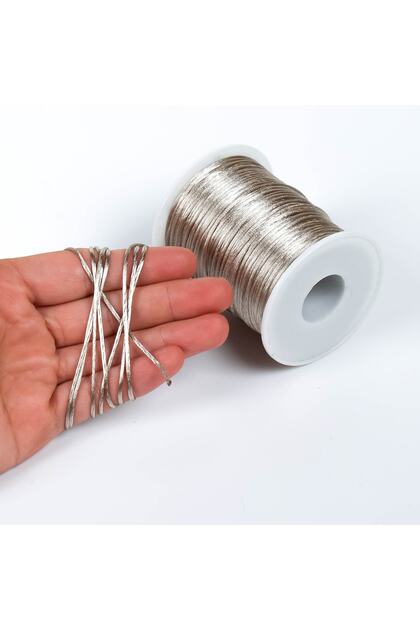 10 Metre - 1 Mm Floş Ip, Bileklik Ipi, Sıçan Kuyruğu Ip, Buz Gümüşü Renkli, Takı Ipi