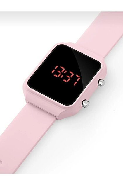 Digital Led Children Wrist Watch Pink Color Silicone Kids Watches