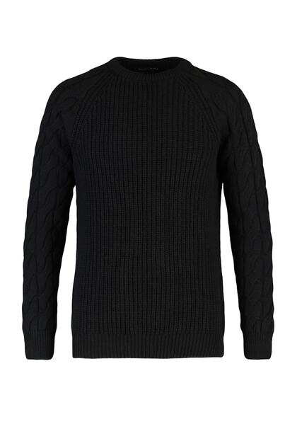 Trendyolmilla Man Siyah Casual Unisex Regular Fit Yünlü Bisiklet