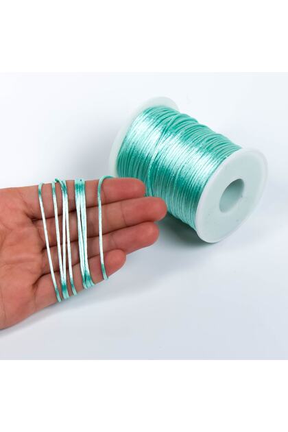 10 Metre - 1 Mm Floş Ip, Bileklik Ipi, Sıçan Kuyruğu Ip, Su Yeşili Renkli, Takı Ipi