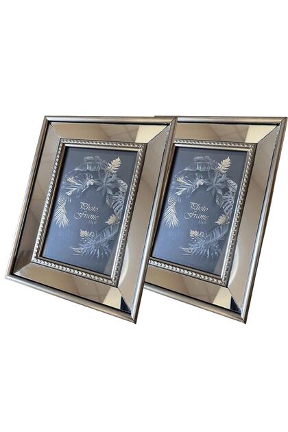 Aynalı Çerçeve, Gümüş Aynalı Fotoğraf Çerçevesi, Cam Çerçeve 10x15cm (2 ADET)