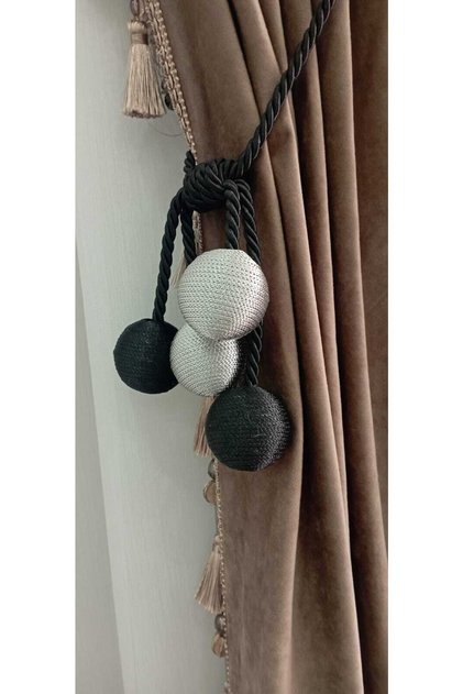 4 Ball-Shaped Background Curtain Collection Apparatus Cornice Mounting Tool Black-Ecru Ceiling Bracket Curtain Ornament