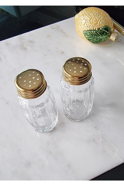 Gold Covered Glass Salt Shaker Set of 2