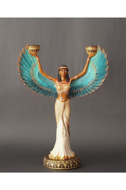 Mısır Tanrıçası Isis Şamdan Heykeli Polyester