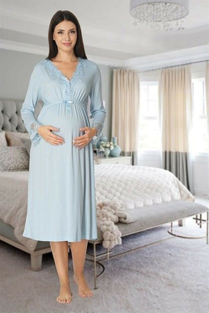 Lace Collar Maternity Nightgown Dress