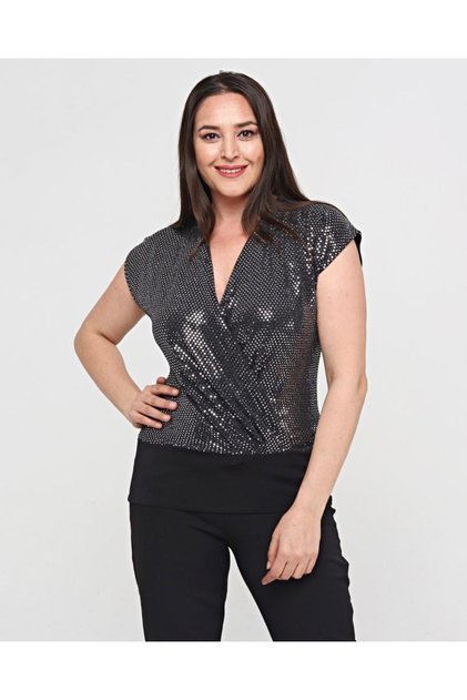 Jvn219054 Kadın Javelin Büyük Beden Payetli Bluz