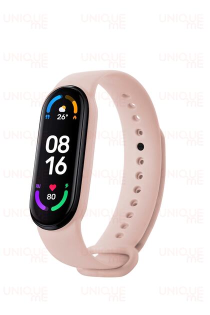 High Quality Silicone Band Compatible with Xiaomi Mi Band 5 and 6 (BAND ONLY) (ROSE GOLD)