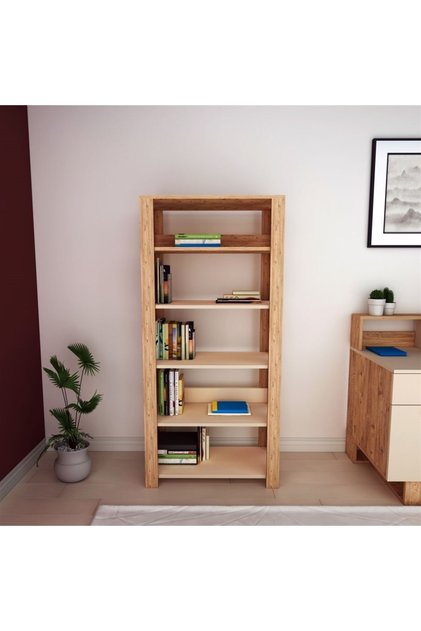 Sneker 5 Raflı Modern Tasarım Kitaplık Atlantik Çam Bej - Sneker