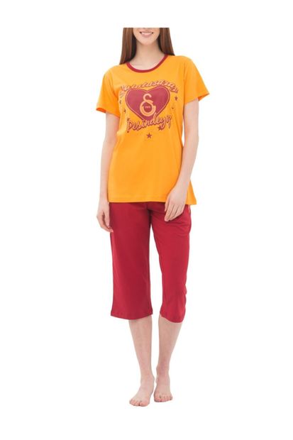 Galatasaray Kadın Turuncu Kırmızı Lisanslı Pijama Takımı  4675 - 1