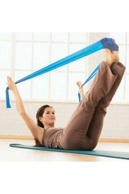 Bandă Pilates pentru gimnastică, cauciuc, 90x15 cm, bandă aerobică pentru exerciții, 1 bucată, albastru