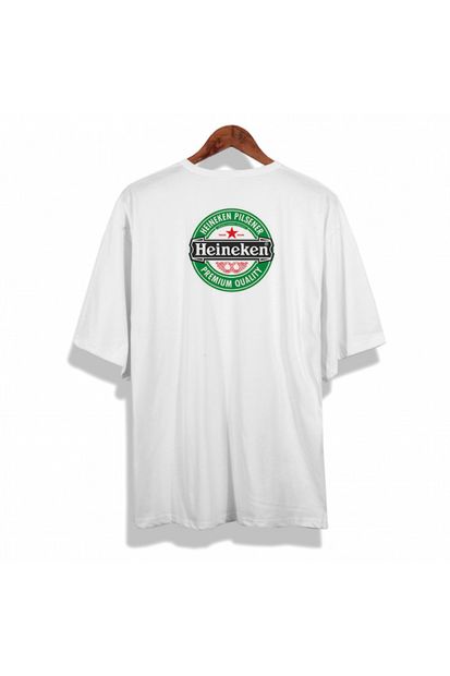 Shout Unisex Beyaz Oversize Limited Edition Heineken Vintage T-shirt - 2