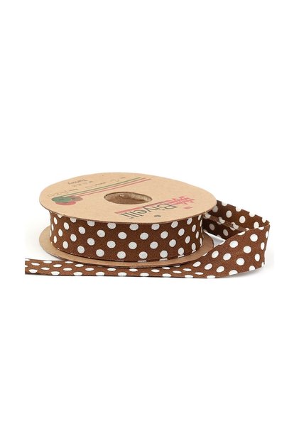 Brown, Polka Dot Cotton (cotton) Piping 2cm Width 25m (a21)
