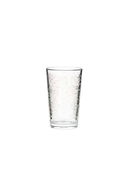 Joy Glass 6'lı Beyaz Şal Desen Kahve Yanı Su Bardağı - 1