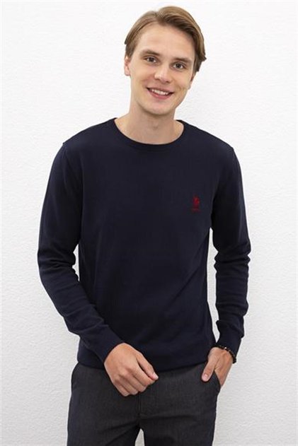 Men's Navy Blue Crew Neck Sweater