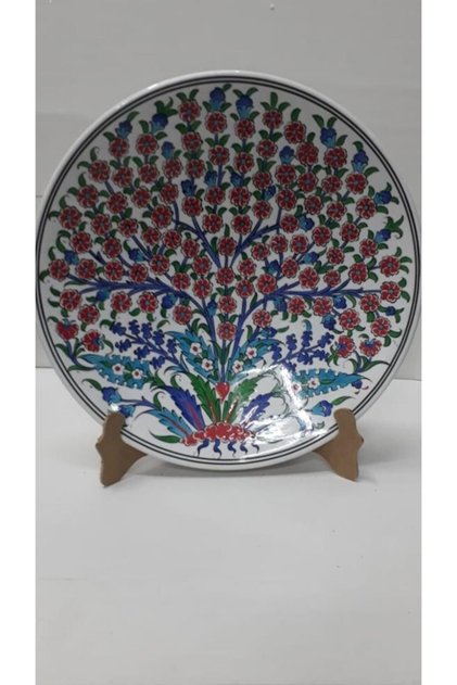 -çini El Emeği Teşhip Sanatı Özel Tasarım Kabartma Desenli Çini 30 Cm Duvar Tabağı