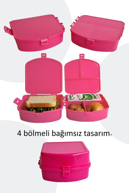 4 Bölmeli Yemek Kabı Sandviç Kutusu Lunchbox Lunch Box Beslenme Bölmeli Yemek Kabı Yemek Kutusu Pmbe