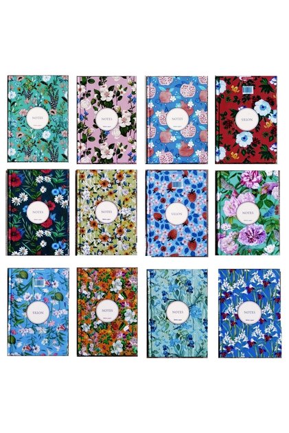 Cloth Bound Colorful Notebooks 12 Pieces