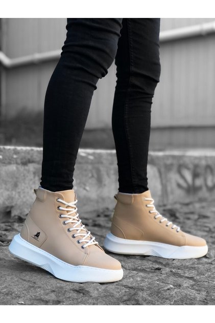 Men's Daily Cream White Orthopedic Thick Sole Sports Boots Comfortable Anti-Slip Half-Toe Durable