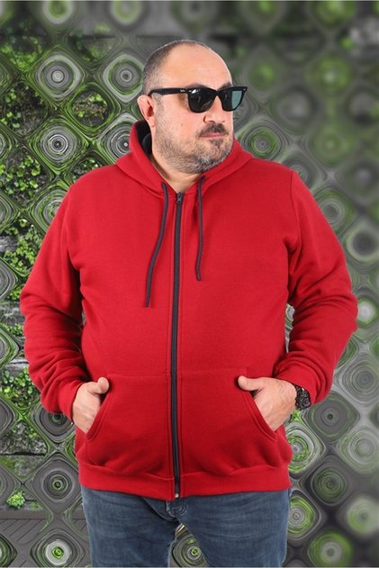 هودي كبير الحجم للجنسين 3ip Sweat 11701 أحمر داكن
