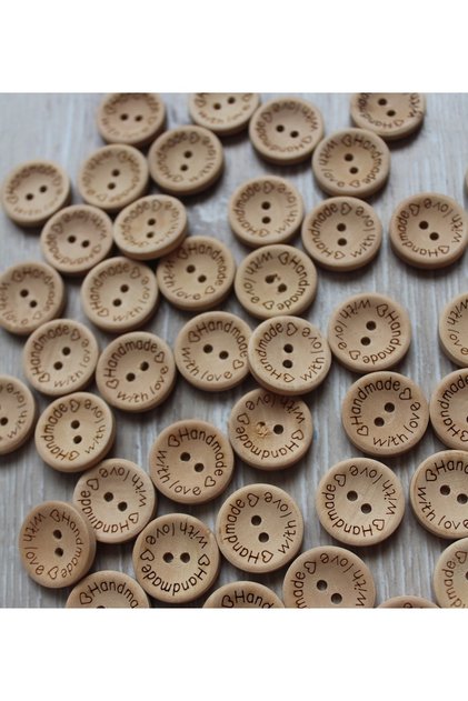 Örgü Karnavalı Handmade Baskılı Ahşap Düğme (50'li)