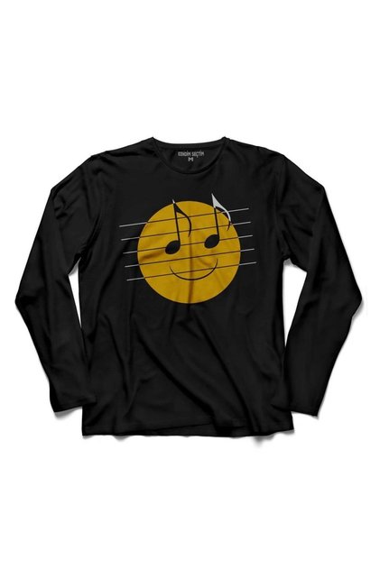 Happy And You Knuw It Music Note Smiling Face Long Sleeve T-Shirt Printed Children's T-shirt