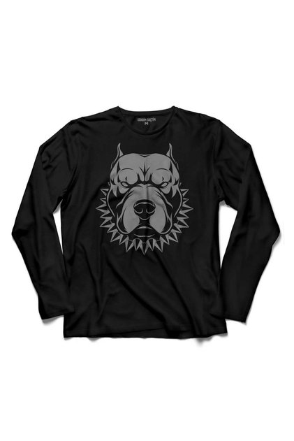 Тениска с дълъг ръкав с принт на куче Pitbull Pit Bull Dog Dog Head