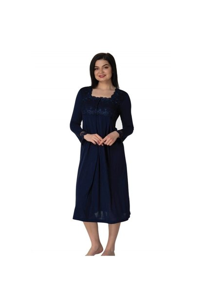 Women's Navy Blue Maternity Nursing Nightgown
