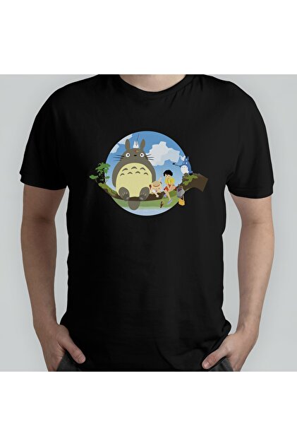 Pixxa Studio Ghibli - Komşum Totoro %100 Pamuklu Bisiklet Yaka T