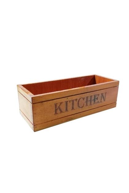 Kitchen Written Beech Wooden Kitchen Organizer - 29X11 cm Width, 9 cm Height