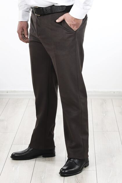 Men's Brown Fleece Inside Side Pocket Classic Cut Velvet Trousers