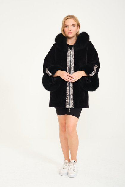 Alcboll Fox Black Alcantara Fur Coat