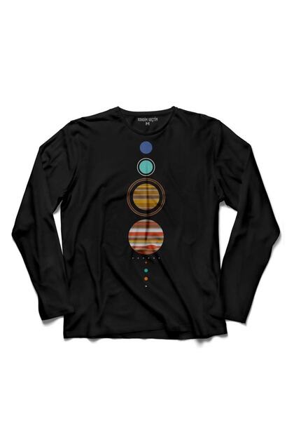 Solar System Planets Solar System Earth Moon Long Sleeve T-Shirt Printed Children's T-Shirt