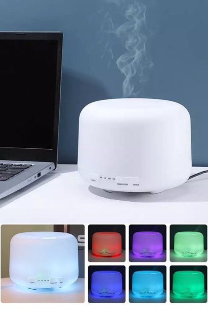 500 Ml Ultrasonik Oda Hava Nemlendirici Buhar Makinesi Ve Aroma Difüzörü 7 Renk Ledli Kumandasız