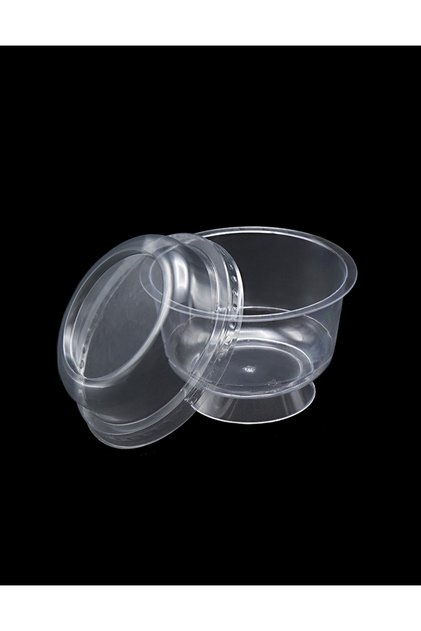 Plastic Crystal Dessert Container - 180Cc 25 Pieces with Lid, Disposable Magnolia Bowl