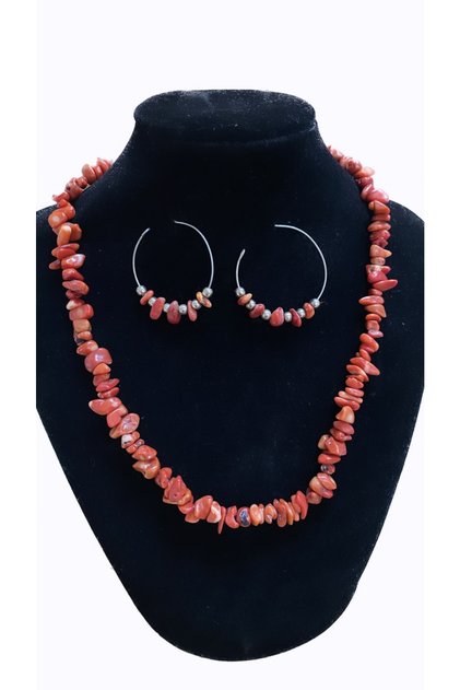 Coral Necklace and Earrings Set