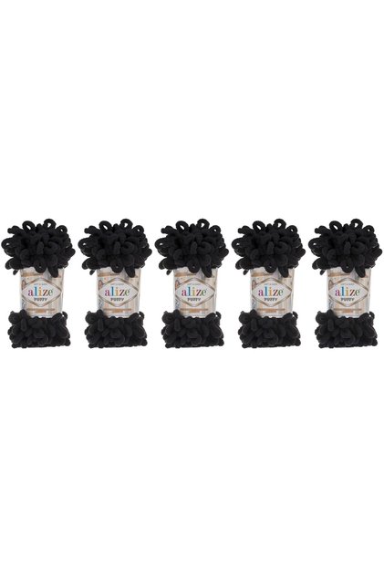 Hand Knitted Yarn 100 gr 5 Pieces Color 1060 Black