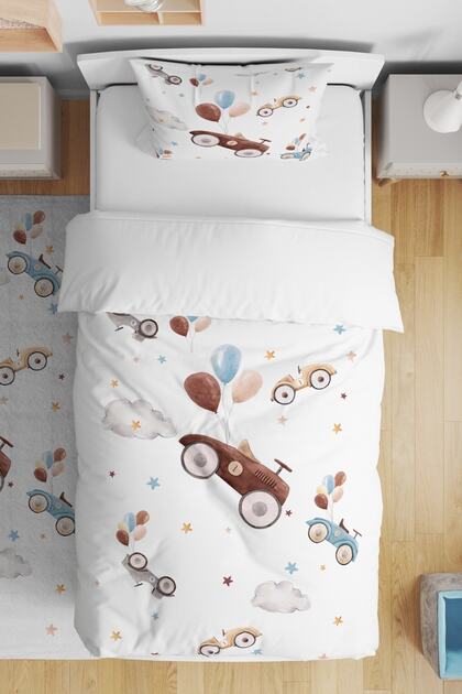 Toy Cars Patterned Single Baby Kids Bedding Set