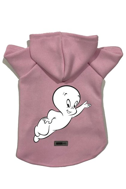 Hooded Fleece Sweatshirt Dog And Cat Outfit & Dress - Pink Casper