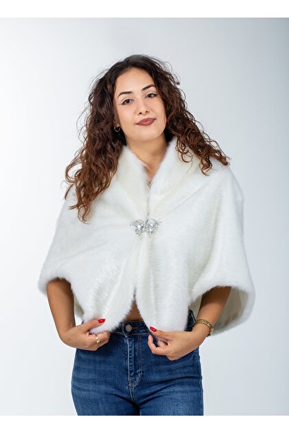 KrkZone Cape Shawl Pattern Collar Brooched Bridal Evening Dress Fur  Bolero- Trendyol