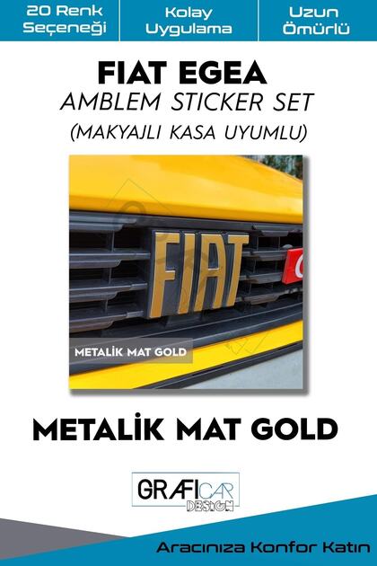 Fiat Egea Emblem Coating Sticker Set - Make-up Case Compatible/metallic Matte Gold